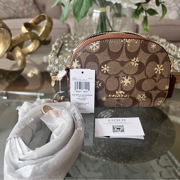 Coach Mini Serena Crossbody In Signature Canvas With Snowflake Print CE699 - Picture 9 of 11